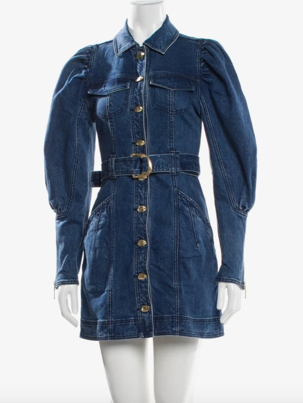 Aje May Denim Long Sleeve Dress in Long Indigo